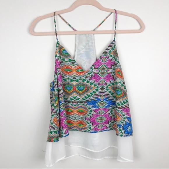 Lovers + Friends Poppy Mosaic Racerback Camisole Layered Multicolor Size Small - Picture 2 of 7